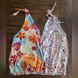 Free People Tie-Neck Halter Tanks - Cream, Burgundy, Blue, Orange